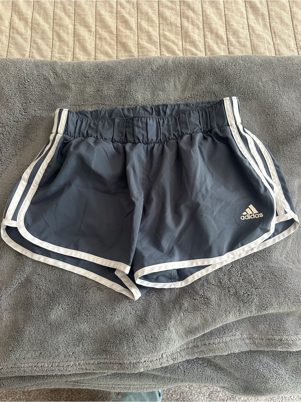 adidas Women's Grey Athletic Shorts with White Trim